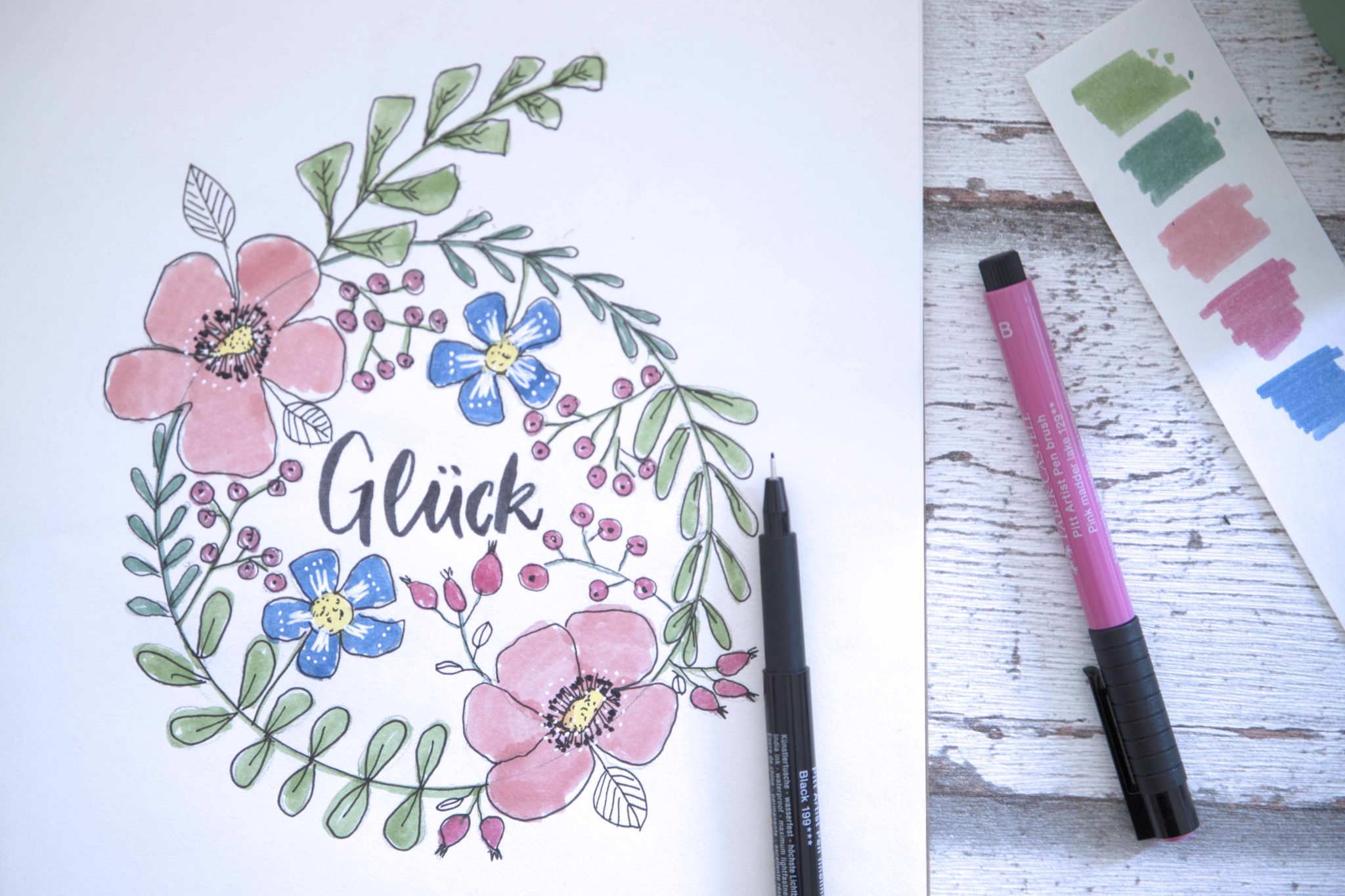 Blumenkranz mit Handlettering Natural Hygge by Patricia