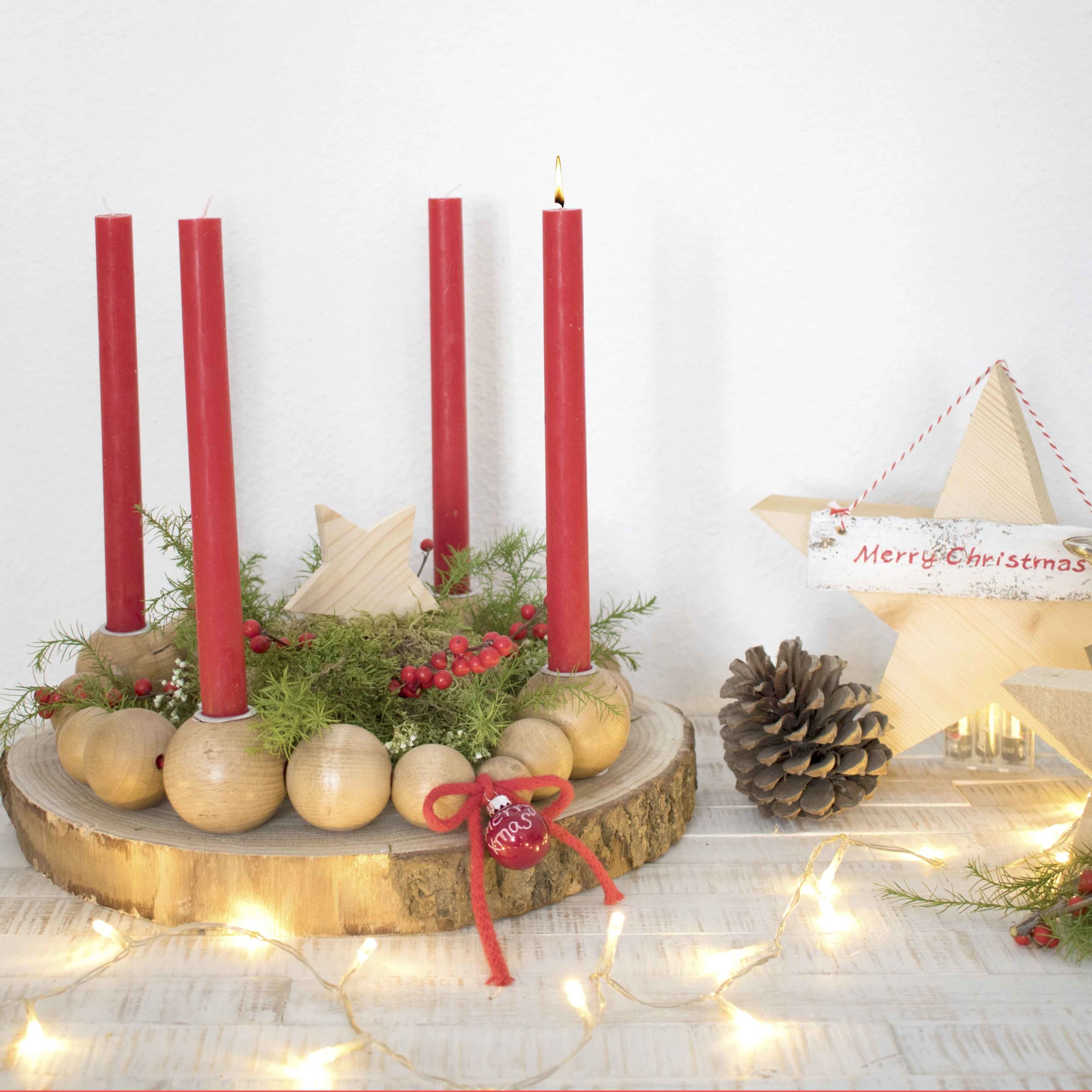 Puppenhaus Weihnachten Kerze Advent Kranz Ornamente Reutter Porzellan Zubehör 